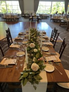 Rectangle Table With Garland And Candles At Paramount Country Club