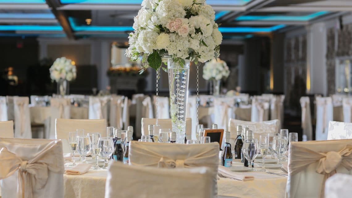 Tall White Centerpiece New Rochelle Greentree Country Club Wedding