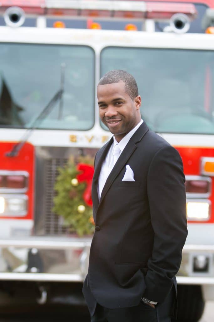 Groom Winter Wedding Fireman Rockland County Florist Planning Event Decor