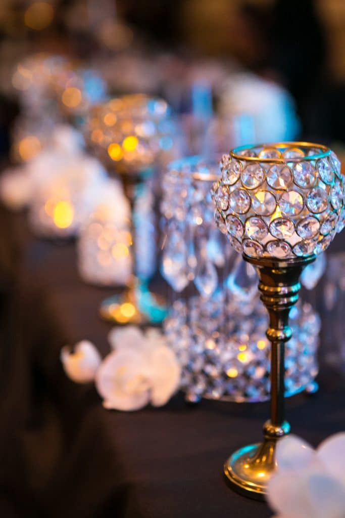 Centerpiece Crystal Candlelabra Winter Wedding Florist Event Decorator Planner